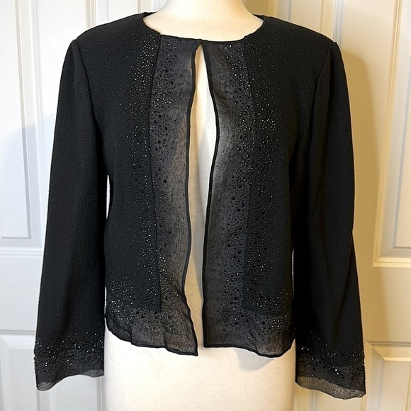 St. John Beaded Organza Trimmed Boucle Jacket Sz12 NWOT - Picture 1 of 15